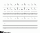 Fazer um exercício de caligrafia com as letras T e A, TA, a primeira sílaba com a letra T e as cinco vogais