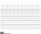 A sílaba NU, um exercício de caligrafia com letras minúsculas N e U