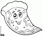 Uma porção de pizza sorridente para comer