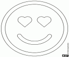O emoticon de um Smiley que significa amor, admiração, adoração ou gratidão. O rosto sorridente com os olhos em forma de coração