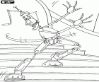 Um divertido robô em problemas ao descer escadas, um personagem do filme de animação robôs