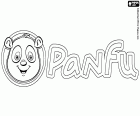 O logotipo do Panfu com o rosto de um urso panda. Panfu é um mundo virtual educativo para crianças com jogos multiplayer