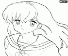 Kagome Higurashi é a segunda protagonista do anime mangá Inuyasha. Nesta página para colorir o belo e doce rosto de Kagome