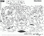 As novas aventuras do filme de Os Smurfs e a Vila Perdida. Neste desenho para colorir vemos os Smurfs que montam em coelhos na floresta proibida