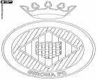 Emblema do Girona FC. Um clube de futebol fundado em 1930 na cidade de Girona. A temporada de 2017-2018 vai jogar pela primeira vez em sua história na primeira divisão espanhola, La Liga, depois de obter a segunda posição na Liga 123 da temporada de 2016-2017