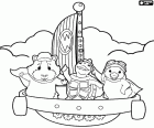Os protagonistas de três animais em sua nave voadora, os heróis de Wonder Pets, os Super Fofos
