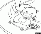 O hamster Zhu Zhu Pets, senhor Squiggles, em uma descida com seu skate