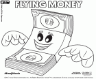 Um maço de notas com asas, um emoji que representa esse dinheiro vai voar. Flying Money, nome original em inglês, um personagem no filme