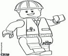 Emmet com seu capacete de trabalho, um trabalhador da construção do filme Lego