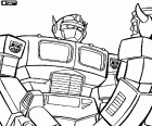 Desenho para colorir com dois robôs Transformers face a face
