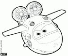 Mira em sua forma de avião, um avião-robô de Super Wings