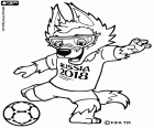 Este lobo de futebolista chama-se Zabivaka, o mascote oficial da Copa do mundo de 2018 na Rússia