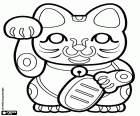 Maneki neko, figurine japonês popular, o talismã de boa sorte na tradição japonesa