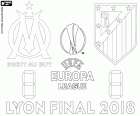 Olympique de Marselha contra o Atlético de Madrid, a final da UEFA Europa League 2017-2018, 16 de maio de 2018, no Parc OL, Lyon, França