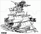 Puzzle de um navio pirata com o capitão na vigia