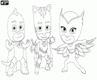Gekko ou Lagartixo, Catboy ou Menino Gato e Corujita ou Corujinha são os três membros da equipe de super-heróis de PJ Masks Heróis de Pijama