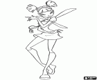 Uma pose artística da fada musa nas aventuras do Winx Club