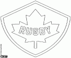 Logotipo da equipe nacional do Rugby de Canadá. Eles têm os apelidos de Canucks e Les Rouges