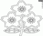 Logo com três flores de cereja, o símbolo da equipe nacional do Rugby de Japão que tem o apelido The Brave Blossoms, as flores corajosas
