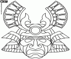 Uma máscara espetacular de um guerreiro samurai, um exemplo da cultura tradicional japonesa