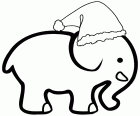 Um elefante elegante com um grande chapéu de Papai Noel