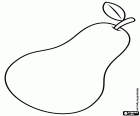 Um desenho básico de uma pera. A pera branca, uma variedade da pera europeia, Pyrus communis