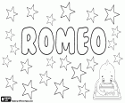 Romeo, nome para menino que vem do nome grego Rhomaios, usado em espanhol, italiano e romeno. Rómeó, nome em húngaro e islandês. Roméo, nome francês. Romèo, nome em Occitan Languedotian.