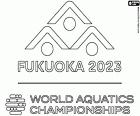 O logotipo do Campeonato Mundial de Esportes Aquáticos de 2023, Fukuoka, Japão, de 14 a 30 de julho de 2023