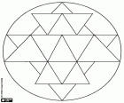 Mandala circular, incluindo um yantra simples composto de triângulos