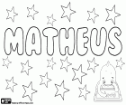 Matheus, nome português para menino no Brasil, Mateus em Portugal, derivado do nome hebraico Mattityahu, seu significado é Dom de Yahweh