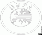 O logotipo da UEFA, a União das Associações Europeias de Futebol, Union of European Football Associations em inglês. A UEFA é a confederação europeia das associações nacionais de futebol. Sua sede fica em Nyon, Suíça