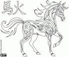 desenho de Ano Chinês do Cavalo de Fogo para colorir