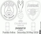 desenho de PSG vs Arsenal, final 2025-2026 para colorir