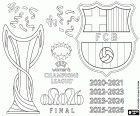 desenho de FC Barcelona, Liga dos Campeões 2025-20 para colorir