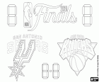 desenho de Spurs - Knicks, Finais da NBA 2026 para colorir