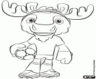 desenho de Maple, mascote Canadá Copa do Mundo 202 para colorir