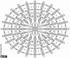 desenho de Mandala simples, círculos e folhas para colorir