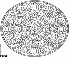 desenho de Mandala figurativa de outono para colorir