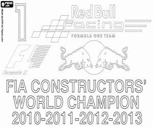 desenho de Red Bull Racing, campeão de F1 2013 para colorir