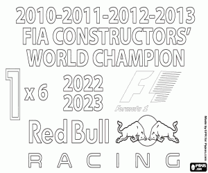 desenho de Red Bull Racing, campeão de F1 x6 para colorir