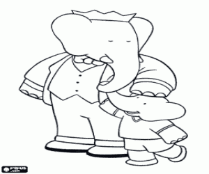 desenho de O Rei do elefantes, Babar para colorir