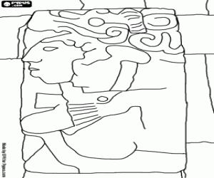 desenho de Um relevo Maia, Palenque, México para colorir