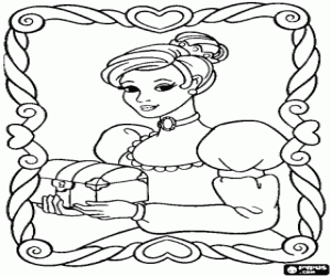 desenho de Retrato da princesa e caixinha para colorir
