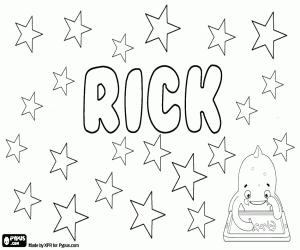 desenho de Rick, nome abreviado para menino para colorir