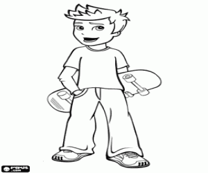 desenho de Rick com o skate para colorir