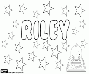 desenho de Riley, Inglês nome unisex para colorir