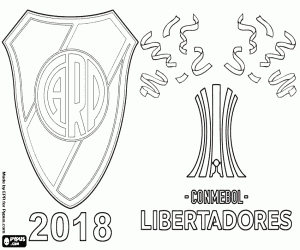 desenho de River Plate, campeão da Libertadores 2018 para colorir