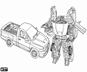 desenho de Robô e carro TransformerAutobot para colorir