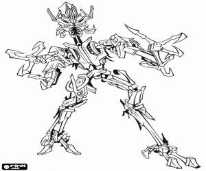 desenho de Robô Transformer com lâminas para colorir