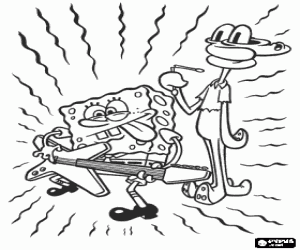 desenho de Rock de Bob Esponja e Lula Molusco para colorir